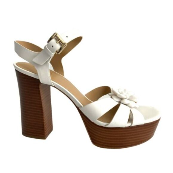 New Michael Michael Kors Leather Open-toe Pumps White Ankle Wrap 9 - Picture 2 of 12